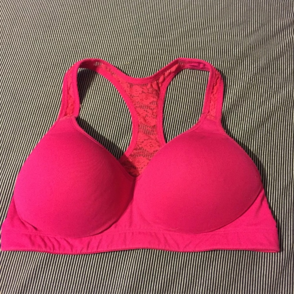 Pink yoga bra